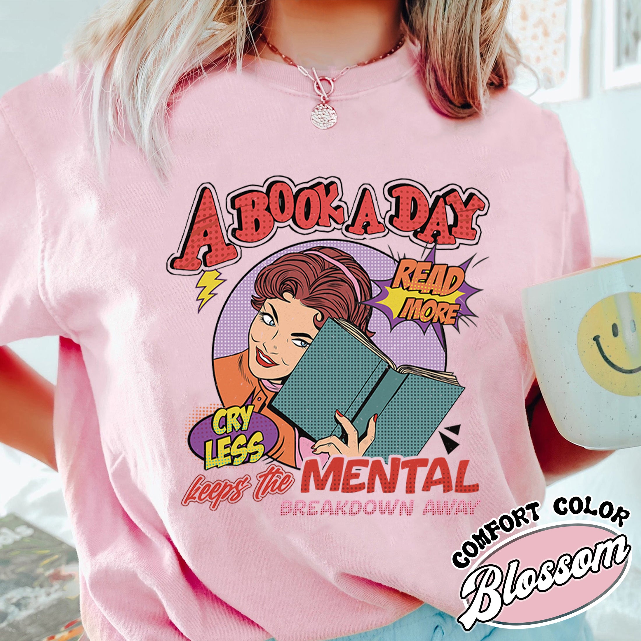a book a day keep the mental breakdown away vintage book lover t shirt comfort color bookish gift womens book shirt mdnvn