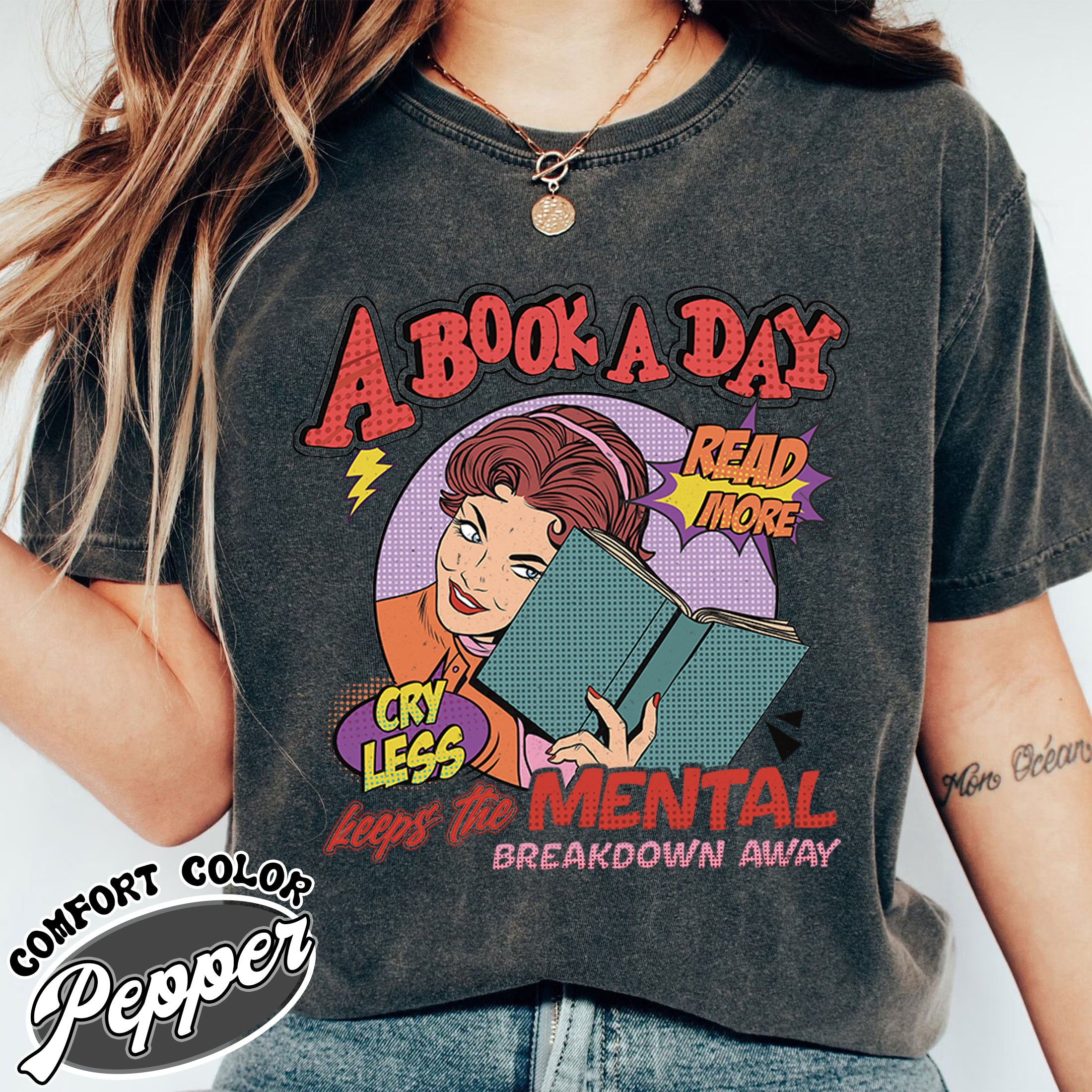 a book a day keep the mental breakdown away vintage book lover t shirt comfort color bookish gift womens book shirt n6yoc