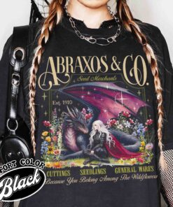 abraxos flower fantasy dragon vintage bookish t shirt boho wildflowers cottagecore womens shirt fantasy book lover gift 54joy