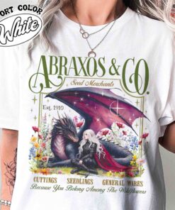 abraxos flower fantasy dragon vintage bookish t shirt boho wildflowers cottagecore womens shirt fantasy book lover gift jaljw