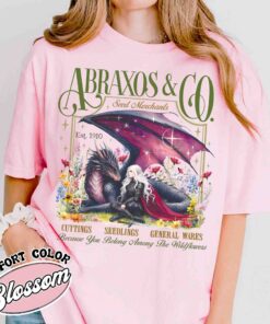 abraxos flower fantasy dragon vintage bookish t shirt boho wildflowers cottagecore womens shirt fantasy book lover gift sfba0