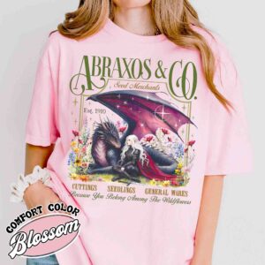 abraxos flower fantasy dragon vintage bookish t shirt boho wildflowers cottagecore womens shirt fantasy book lover gift sfba0