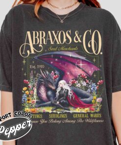 abraxos flower fantasy dragon vintage bookish t shirt boho wildflowers cottagecore womens shirt fantasy book lover gift us9kr