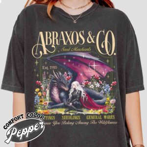 abraxos flower fantasy dragon vintage bookish t shirt boho wildflowers cottagecore womens shirt fantasy book lover gift us9kr