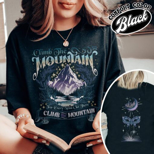 acosf acotar vintage comfort colors shirt climb the mountain nesta womens book lover t shirt twl6y