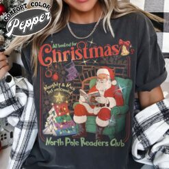 all booked for christmas vintage womens t shirt christmas book club shirt comfort colors book lover gift nhgud