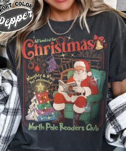 all booked for christmas vintage womens t shirt christmas book club shirt comfort colors book lover gift nhgud