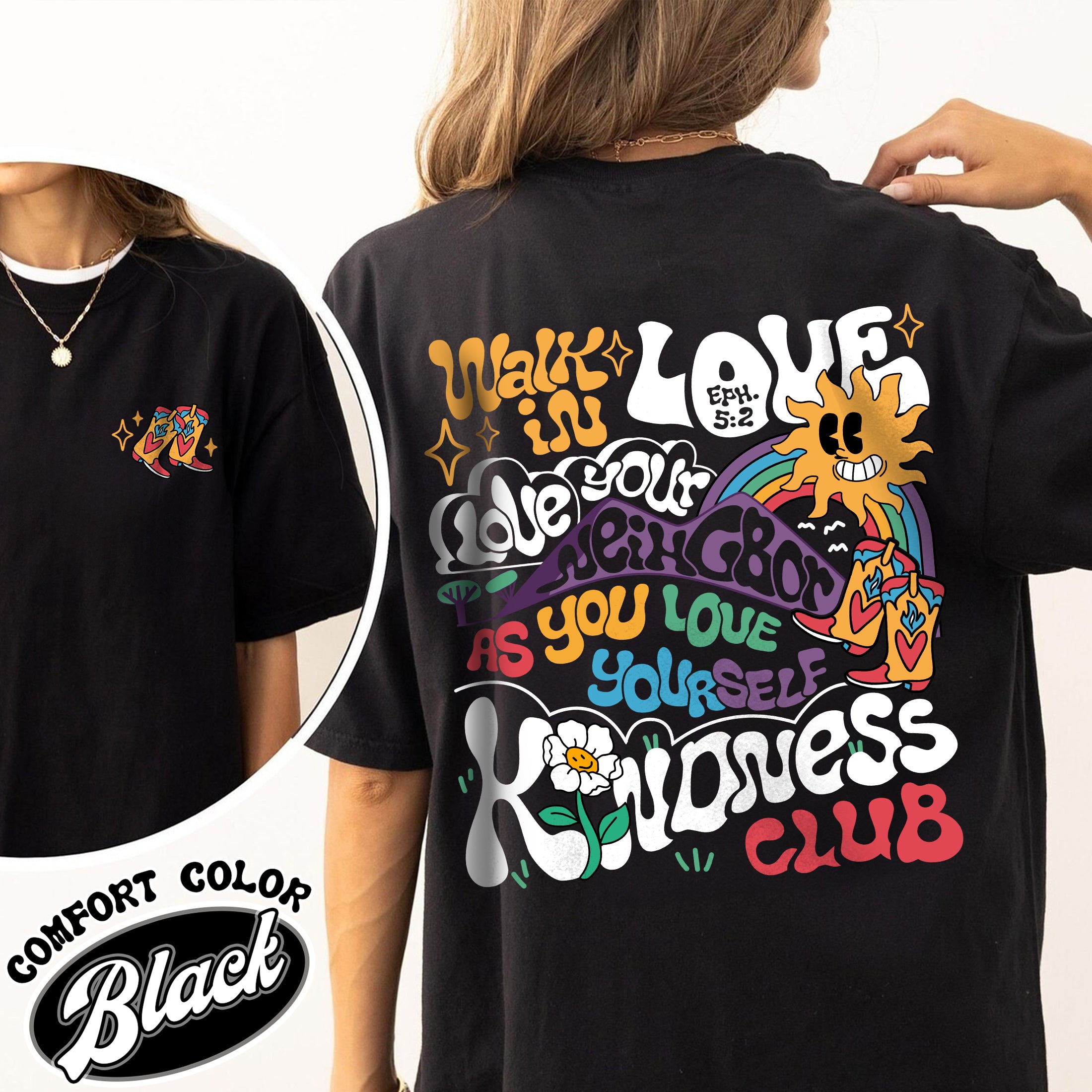 boho christian bible verse vintage t shirts jesus walk in love comfort colors womens shirt evbpw