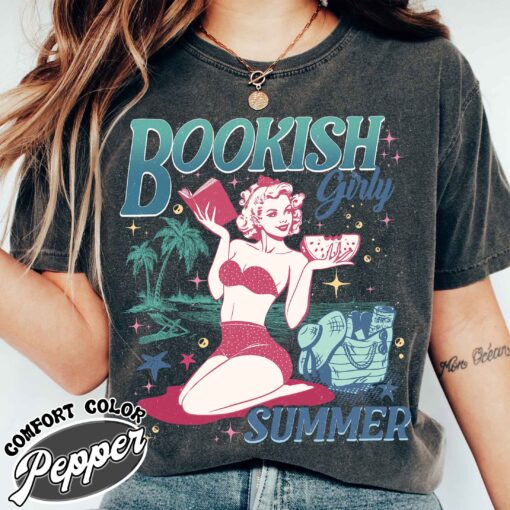 book girl summer beach lover vintage womens t shirt funny romance reader comfort colors shirt