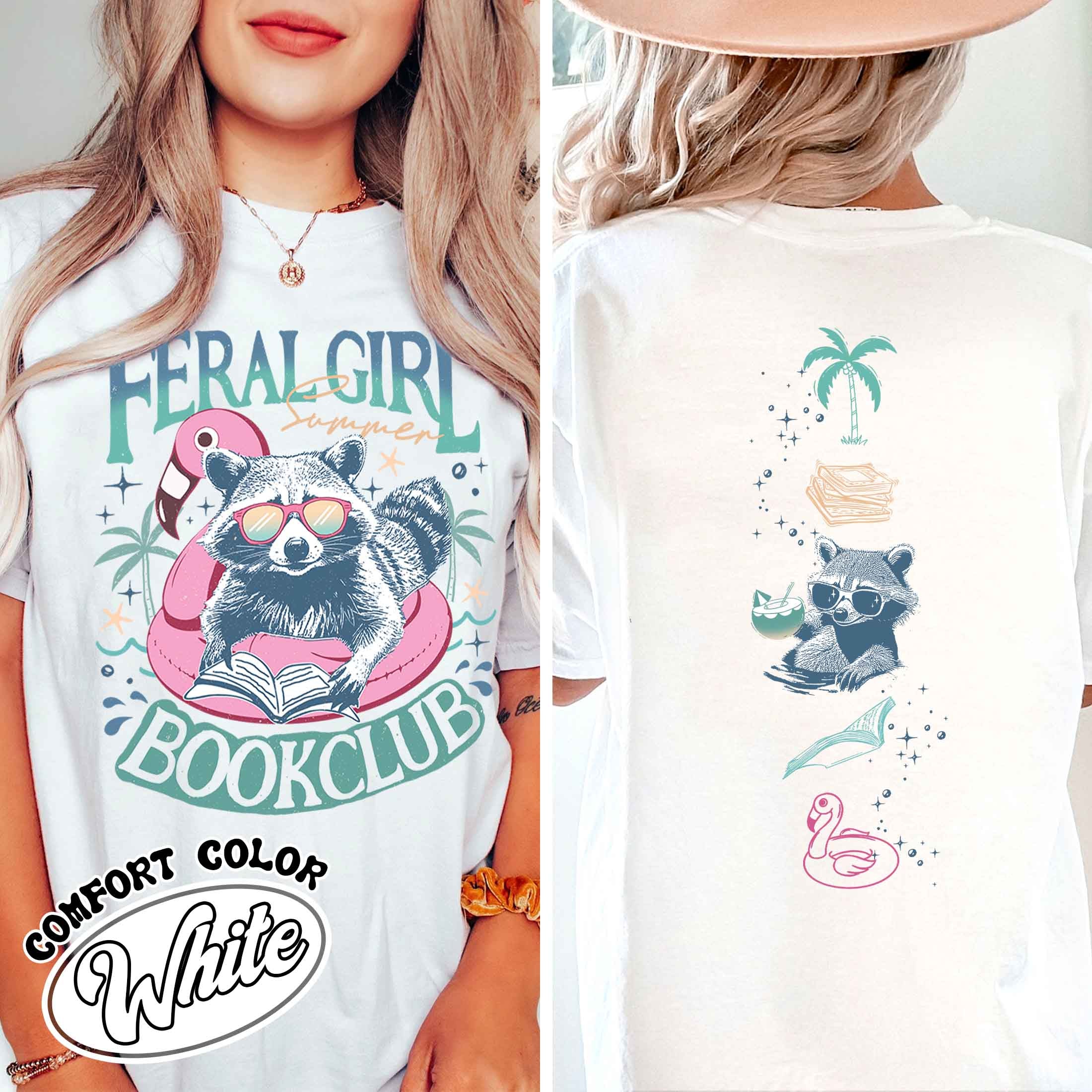 book girl summer vintage comfort colors t shirt funny feral girl book lover shirt meme raccoon womens tee dnizt