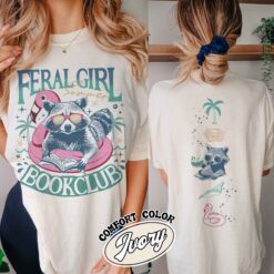 book girl summer vintage comfort colors t shirt funny feral girl book lover shirt meme raccoon womens tee rinbt
