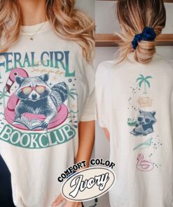 book girl summer vintage comfort colors t shirt funny feral girl book lover shirt meme raccoon womens tee rinbt