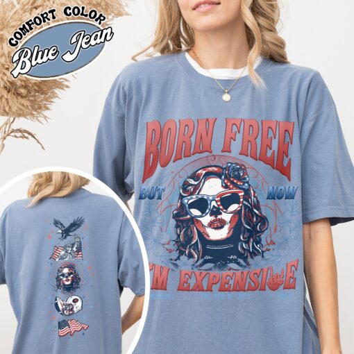 born free but now im expensive vintage independence day shirt 4th of july skeleton comfort colors t shirt tzgfc