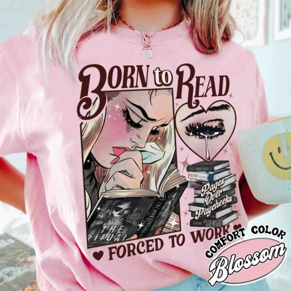 born to read forced to work dark romance vintage t shirt dark romance smut gift womens book lover tee bzrsf