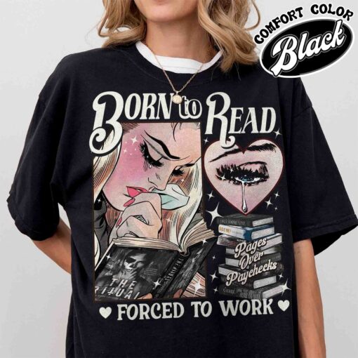 born to read forced to work dark romance vintage t shirt dark romance smut gift womens book lover tee e3rnk