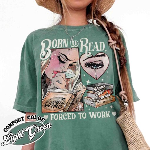 born to read forced to work vintage bookish t shirt basgiath war college dragon rider fantasy reader shirt bf803