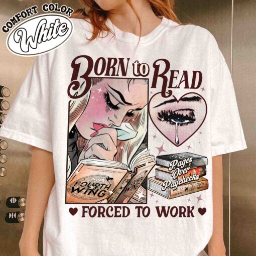 born to read forced to work vintage bookish t shirt basgiath war college dragon rider fantasy reader shirt d3jgc