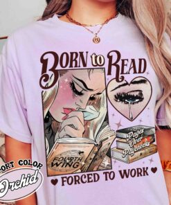 born to read forced to work vintage bookish t shirt basgiath war college dragon rider fantasy reader shirt gudcd