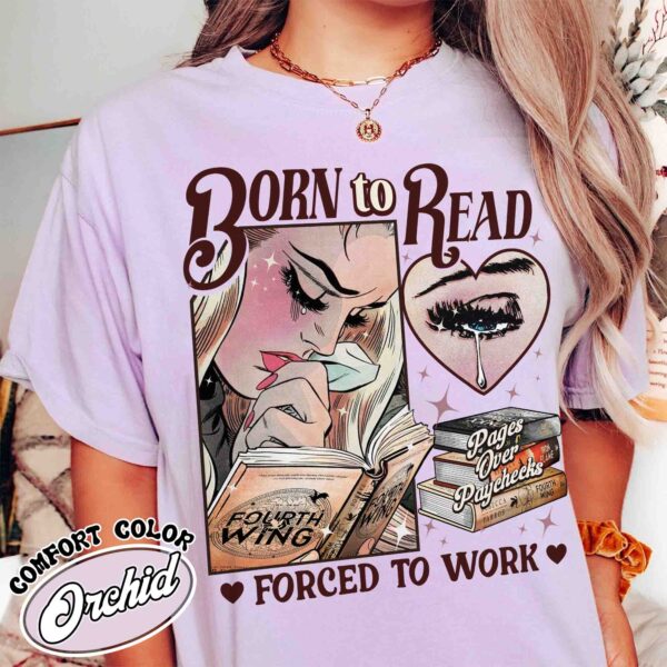 born to read forced to work vintage bookish t shirt basgiath war college dragon rider fantasy reader shirt gudcd