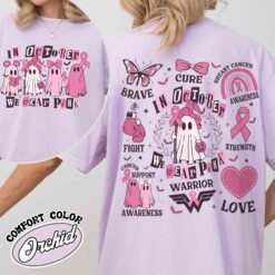 breast cancer support squad vintage womens t shirt in october we wear pink breast cancer awareness ghost tee 2ydp7