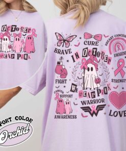 breast cancer support squad vintage womens t shirt in october we wear pink breast cancer awareness ghost tee 2ydp7