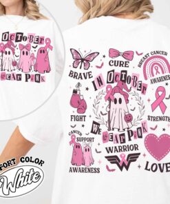 breast cancer support squad vintage womens t shirt in october we wear pink breast cancer awareness ghost tee ajoon