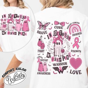 breast cancer support squad vintage womens t shirt in october we wear pink breast cancer awareness ghost tee ajoon