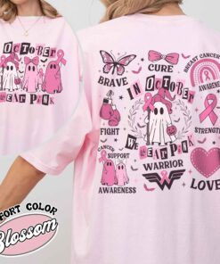 breast cancer support squad vintage womens t shirt in october we wear pink breast cancer awareness ghost tee xvymy