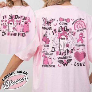 breast cancer support squad vintage womens t shirt in october we wear pink breast cancer awareness ghost tee xvymy