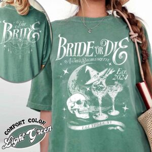 bride or die vintage bachelorette party t shirt witchy halloween womens bachelorette personalized shirt bjzqg