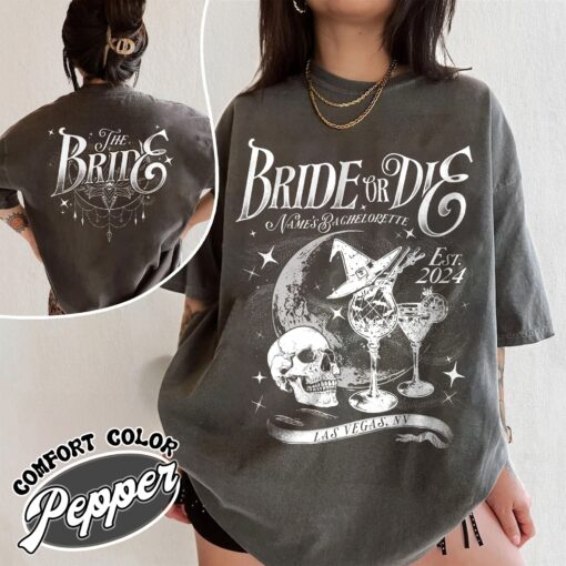 bride or die vintage bachelorette party t shirt witchy halloween womens bachelorette personalized shirt jahaf