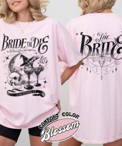 bride or die vintage bachelorette party t shirt witchy halloween womens bachelorette personalized shirt juves