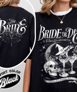 bride or die vintage bachelorette party t shirt witchy halloween womens bachelorette personalized shirt wlva8