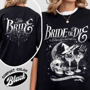 bride or die vintage bachelorette party t shirt witchy halloween womens bachelorette personalized shirt wlva8