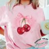 cherry bow comfort color shirt coquette cherry bow vintage t shirt womens bow aesthetic shirt aof62