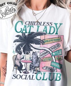 childless cat lady shirt vintage childless cat lady t shirt womens social club shirt uidbs