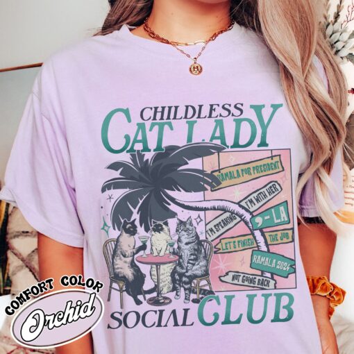 childless cat lady shirt vintage childless cat lady t shirt womens social club shirt yfgpj