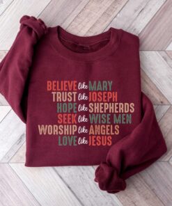 christian christmas sweatshirt with believe design for faithful expression and celebrating jesus during the holiday season b1tyc scaled