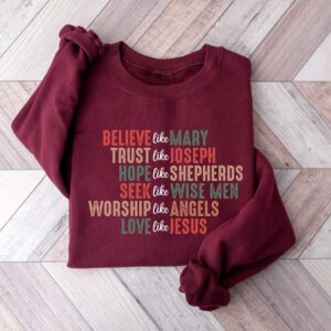 christian christmas sweatshirt with believe design for faithful expression and celebrating jesus during the holiday season b1tyc scaled