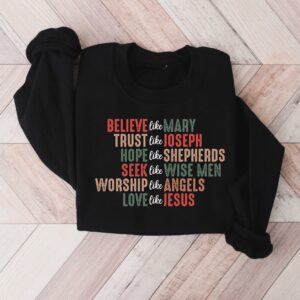 christian christmas sweatshirt with believe design for faithful expression and celebrating jesus during the holiday season clis6 scaled