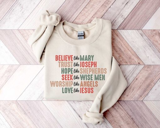 christian christmas sweatshirt with believe design for faithful expression and celebrating jesus during the holiday season jhwr6 scaled