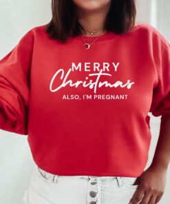 christmas pregnancy announcement sweatshirt for moms to be with fun xmas baby reveal design c2goc