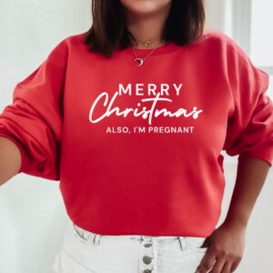 christmas pregnancy announcement sweatshirt for moms to be with fun xmas baby reveal design c2goc