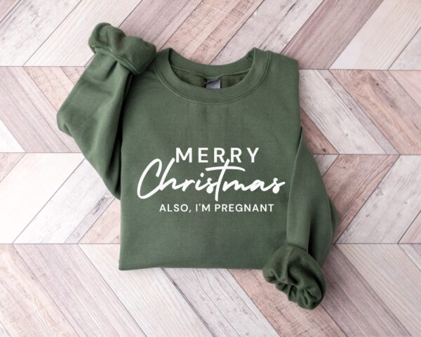 christmas pregnancy announcement sweatshirt for moms to be with fun xmas baby reveal design khnns