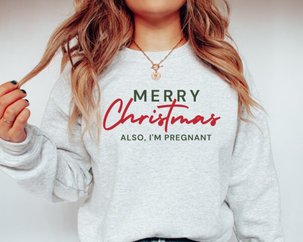 christmas pregnancy announcement sweatshirt for moms to be with fun xmas baby reveal design lvhzz