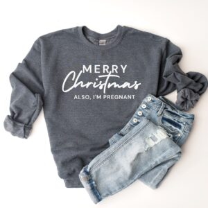 christmas pregnancy announcement sweatshirt for moms to be with fun xmas baby reveal design qc0nm