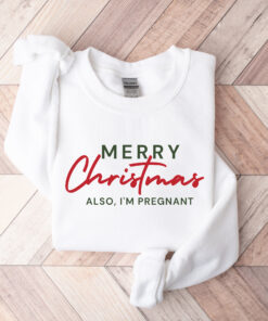 christmas pregnancy announcement sweatshirt for moms to be with fun xmas baby reveal design qcipi