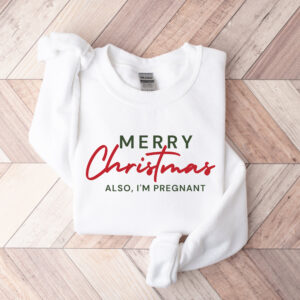 christmas pregnancy announcement sweatshirt for moms to be with fun xmas baby reveal design qcipi