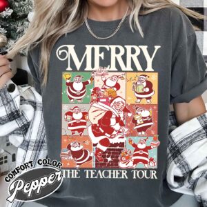 christmas teacher era tour shirt vintage christmas teacher t shirt santa claus womens t shirts teachers day gift 2uxgk