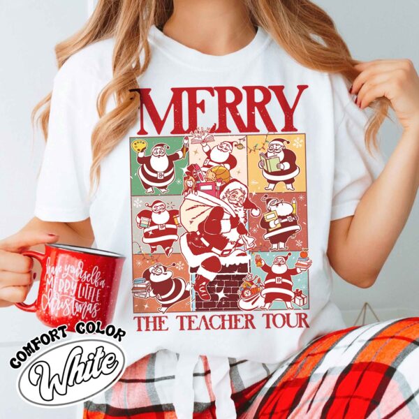 christmas teacher era tour shirt vintage christmas teacher t shirt santa claus womens t shirts teachers day gift